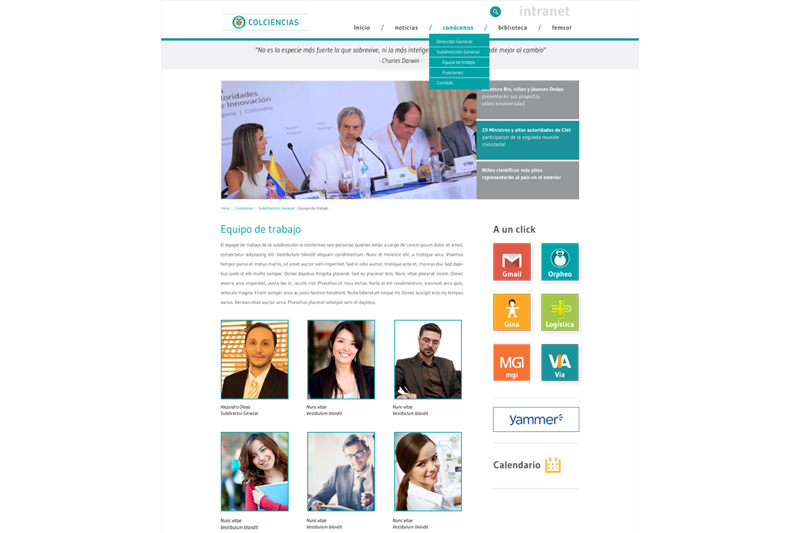 Colciencias intranet