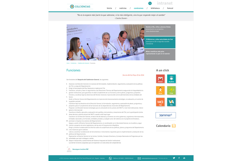 Colciencias intranet