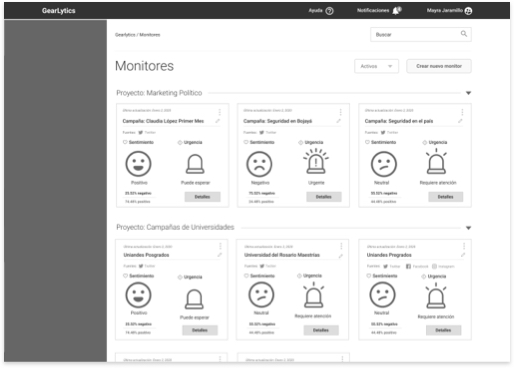 gearlytics wireframe media fidelidad