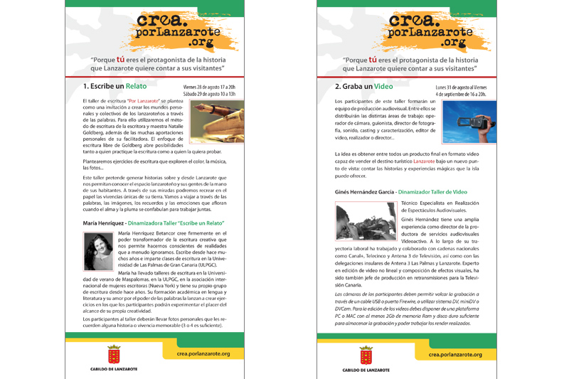 Crea por lanzarote flyer promocionales