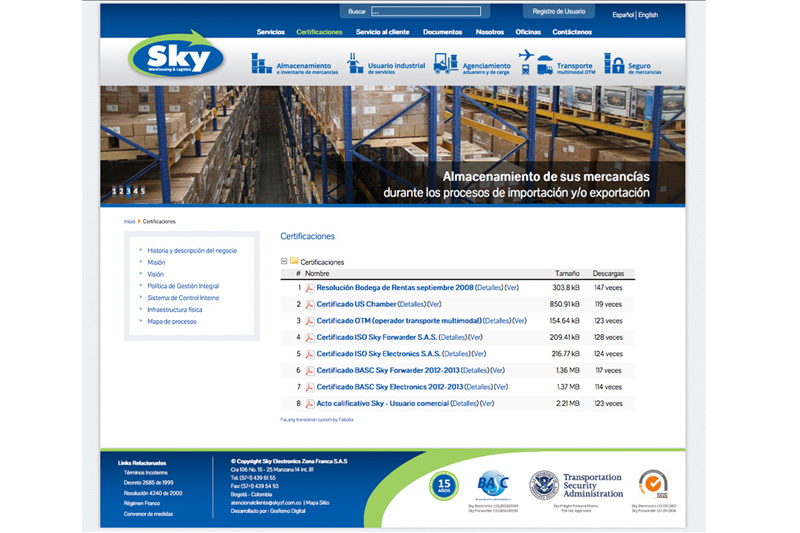 Sky zona franca web