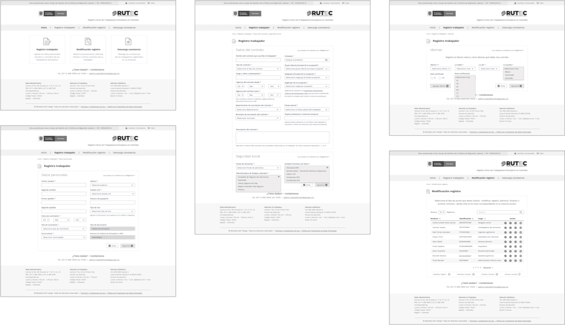 mintrabajo wireframes